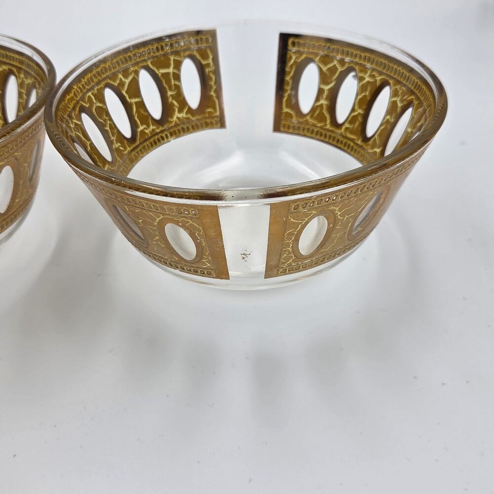 Vintage‎ Culver Glass Bowls 22k Gold Trim Antigua Set of 2 - Picture 4 of 7
